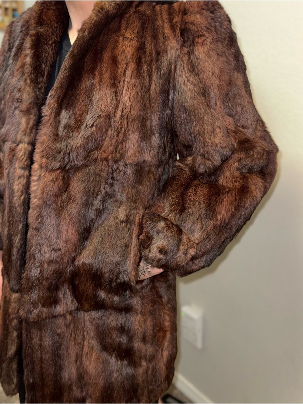 Vintage Mink Fur Coat Real Fur Brown Carol Brent 60s Mid Length Classic Coat - Picture 3 of 16